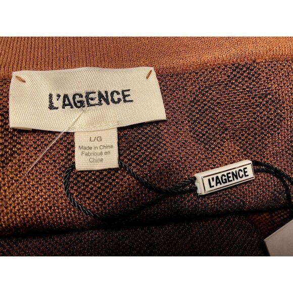 L'Agence Felicia Off Shoulder Leopard Print Sweater Dress Sz L Black Brown NEW - Picture 7 of 10